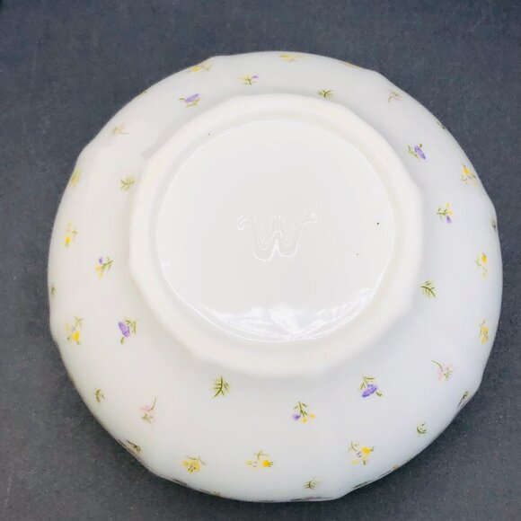 Vintage 50s Pastel Floral Porcelain Candy Sugar Bowl, Scalloped Edges - Picture 8 of 11